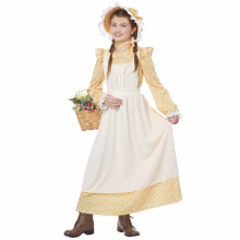 (X-Small (4-6), Yellow) Prairie Olden Day Pilgrim Frontier Colonial Victorian Book Week Girls Costume