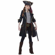 (Small (6-8), Black) High Seas Captain Pirates of The Carribbean Buccaneer Book Week Girls Costume