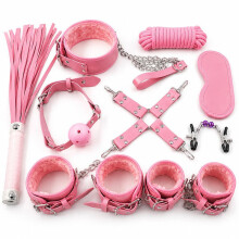 X-Toyz Bondage Kit 3 (Pink) - Premium BDSM Restraint Set Faux Leather Adult Couples