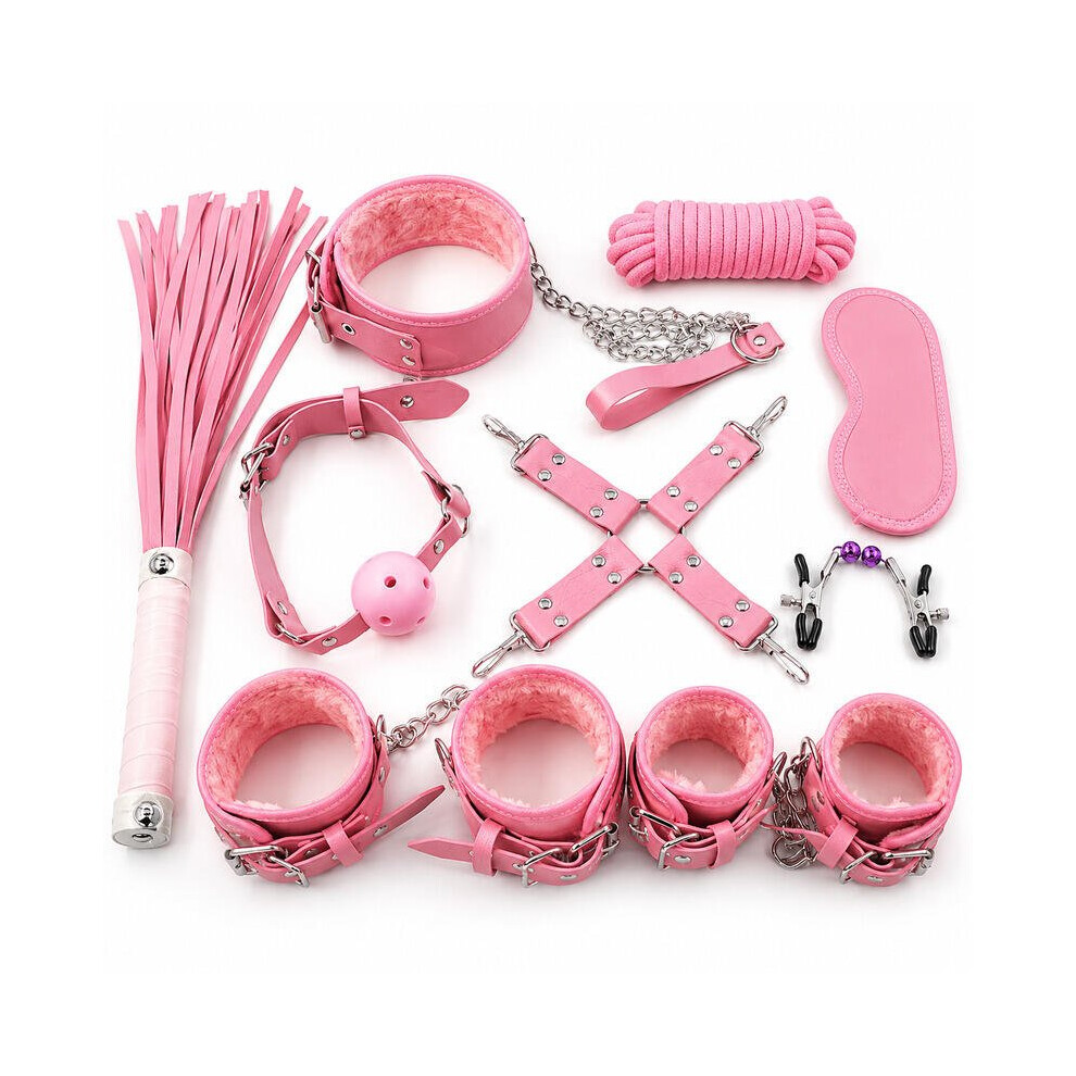 X-Toyz Bondage Kit 3 (Pink) - Premium Bdsm Restraint Set Faux Leather Adult Couples