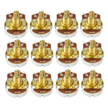 12pcs Golden Long Shaft Guitar Potentiometers 500K 18-Splines Pots Guitar Parts
