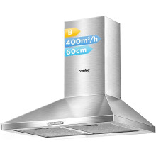 60 cm Chimney Cooker Hood Stainless Steel Extractor Hood with LED and Recirculating & Ducting System Wall Mounted Range Hood 600 mm Extractor