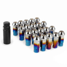 (burning blue) Tuercas de ruedas abiertas de acero 20 unidades 50mm azules, Compatible con Chevrolet Infiniti Hyundai Subaru Mazda KIA varios modelos