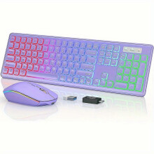 (Purple) Jomaa Draadloos Toetsenbord en Muis Combinatie, 2.4G Connectiviteit, Oplaadbaar, RGB Verlichting, voor PC