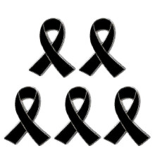(Black) Juego de 5 insignias con cinta, broche de aleación para concienciación y apoyo.