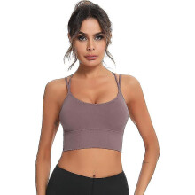(Purple, L) Dames sportbeha zonder beugel, naadloos model met racerback, geschikt voor yoga, fitness, hardlopen en dagelijks gebruik.