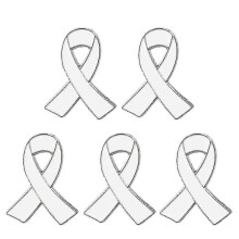 (White) Juego de 5 insignias con cinta, broche de aleación para concienciación y apoyo.