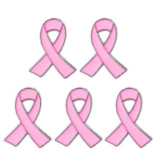 (Pink) Ensemble de 5 badges ruban, broche de sensibilisation en alliage pour le soutien