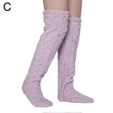 (Purple) Ladies' Knitted Over-the-Knee Socks, Warm Winter Long Socks, Soft Thermal Legwear