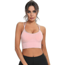 (Pink, XL) Dames sportbeha zonder beugel, naadloos model met racerback, geschikt voor yoga, fitness, hardlopen en dagelijks gebruik.