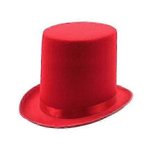 (red) Cappello da mago in fibra di poliestere, design classico, accessorio versatile per spettacoli ed eventi.