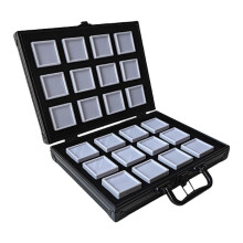 (White square box 5 c) Boîte de Rangement pour Bijoux en Alliage d'Aluminium Verrouillable 30x24x6.5cm avec Écrin en Mousse pour 24 Pièces