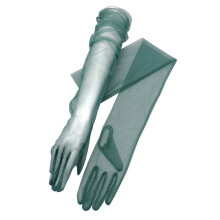 (Black Green) Guantes largos de noche para mujer de 70 cm, transpirables, de tul, para pantallas táctiles, ideales para bodas y bailes de ópera.
