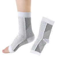 (White, L XL) Calcetines de soporte para el tobillo, de nailon transpirable, para deportes y running, alivio del dolor y mejora de la circulación.