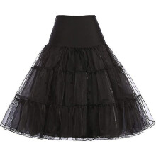 (Black, S) Enagua para vestidos estilo años 50 con tul multicapa y forro antiarañazos, combinación completa para faldas de cóctel y fiesta.