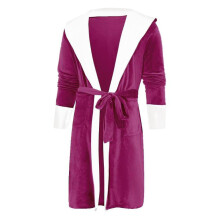 (Rose Red, L) Accappatoio da donna in pelliccia sintetica con cappuccio, lungo e soffice, ideale per la casa.