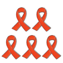 (Orange) Set van 5 lintbroches in diverse kleuren ter ondersteuning van bewustwording rondom ziektepreventie.