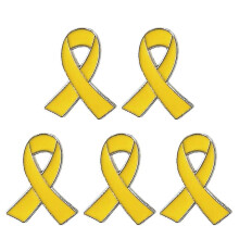 (Yellow) Set van 5 lintbroches in diverse kleuren ter ondersteuning van bewustwording rondom ziektepreventie.