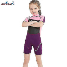 (WS-18813 Pink 8, L 120-130CM) Girls' Wetsuit Neoprene Swimming Diving Suit with Cartoon Pattern for Children