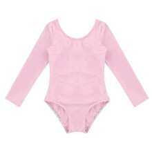 (pink, 2-3 Years) Balletpakje met lange mouwen en aangehechte rok voor meisjes, gemaakt van zacht, elastisch nylon-spandex voor dansles.