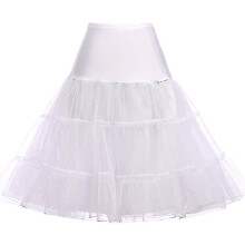 (White, XL) Ladies Petticoat Compatible with 1950s Style Dresses, Multi-Layered Pleated Design with Soft Lining for Shape Support