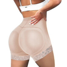 (Beige, S) Corrigerende shorts, geschikt voor dagelijks gebruik, met uitneembare pads voor een mooier silhouet onder kleding.