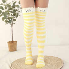 (yellow) Dicke Damen-Kniestrümpfe, warm und bequem, einfarbig, 45 cm lang