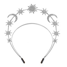 (Silver) Headband for Women, Comfortable Alloy Hair Accessory with Sun and Moon Design, for Parties and Events