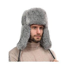 (gray, s) Cappello in pelliccia di coniglio, disponibile nelle taglie S, M, L e XL, caldo e antivento per l'inverno.