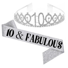 (Silver, 10 Years Old) Set cintura e corona in similpelle, comodi accessori per feste di compleanno