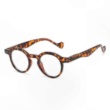 (leopard print, Strength 100) Óculos de Leitura Leve Unissex Armação Redonda PC Leopardo Preto +100 a +400