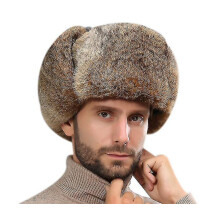(khaki, l) Gorro de piel de conejo en tallas S, M, XL, cálido y resistente al viento para el invierno.