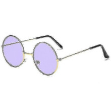 (Purple, K gold frame) Polarised Sunglasses with Metal Frame, Round Vintage Design for Driving & Outdoor Wear
