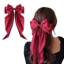 (Red) Haarschleife mit Haarnadeln, elegantes Satinband mit fließenden Enden und sicherem Haarnadelverschluss für den Alltag und besondere Anlässe