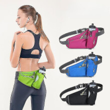 (Dark Blue) Running Fanny Pack, Nano Splash-Proof Water Bottle Storage Bag with Reflective Strips, for Outdoor, Camping, Dog Walking