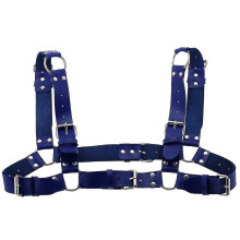 (Blue, style1) Correa pectoral estilo punk ajustable de 90 a 100 cm, 16 colores, ideal para aniversarios y bodas.