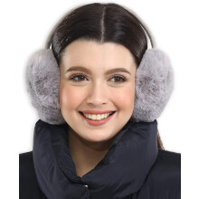 (Gray) Cuffie Riscaldate Invernali Donna pieghevoli per Protezione dal Freddo, Ufficio e Tempo Libero