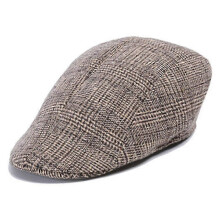 (twill coffee colour) Herenbaret, keperstof van wol-viscosemix, maat 56-58 cm hoofdomtrek