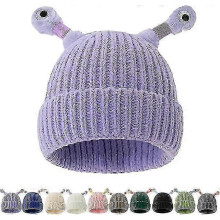 (Purple) Gebreide muts met telescopisch oog voor ouder en kind, met nachtlampje voor toneelvoorstellingen, fotorekwisieten en themafeesten.