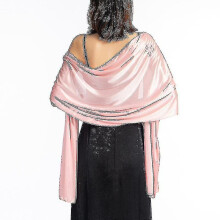(Pink) Sjaal voor avondjurk, 200x70cm, effen geweven polyester, voor volwassenen