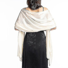 (Beige) Sjaal voor avondjurk, 200x70cm, effen geweven polyester, voor volwassenen