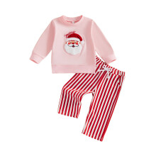(3-4 Years, Red) Toddler Baby Girl Christmas Outfit Long Sleeve Sweatshirt and Pants 2Pcs