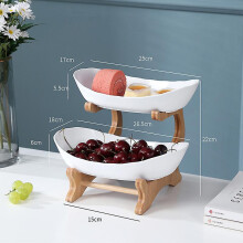 (White 2 Layers Extra Thick) Plastic Food Storage Tray Multi-Tier Large Capacity Organiser in Green Beige White