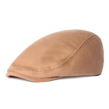 (Khaki) Boina de algodón con diadema ajustable de 55-60 cm, sombrero informal suave, estilo vintage, color liso.
