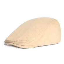 (Beige) Berretto in cotone con fascia regolabile 55-60 cm, cappello morbido e casual, tinta unita stile vintage