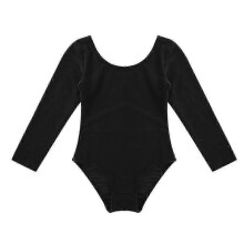 (black, 2-3 Years) Girls' Long-Sleeved Dance Leotard with Skirt, Nylon Spandex, Soft Elastic for Ballet Gymnastics (2-12 Years)
