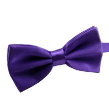 (Purple) Pajarita de poliéster, preanudada con correa ajustable para bodas y eventos formales.
