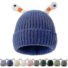(Blue) Gebreide muts met telescopisch oog voor ouder en kind, met nachtlampje voor toneelvoorstellingen, fotorekwisieten en themafeesten.