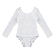 (white, 11-12 Years) Girls' Long-Sleeved Dance Leotard with Skirt, Nylon Spandex, Soft Elastic for Ballet Gymnastics (2-12 Years)