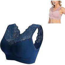 (Blue, 2XL) Anti-doorzakbeha in grote maten met kanten design voor ademend vermogen en ondersteuning van de houding.